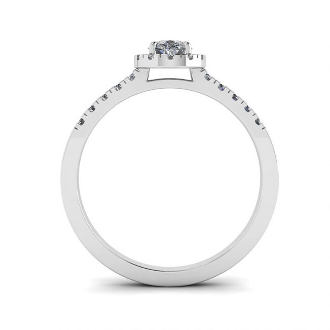 Halo Diamond Pear Shape Ring in 18K Rose Gold - Photo 1