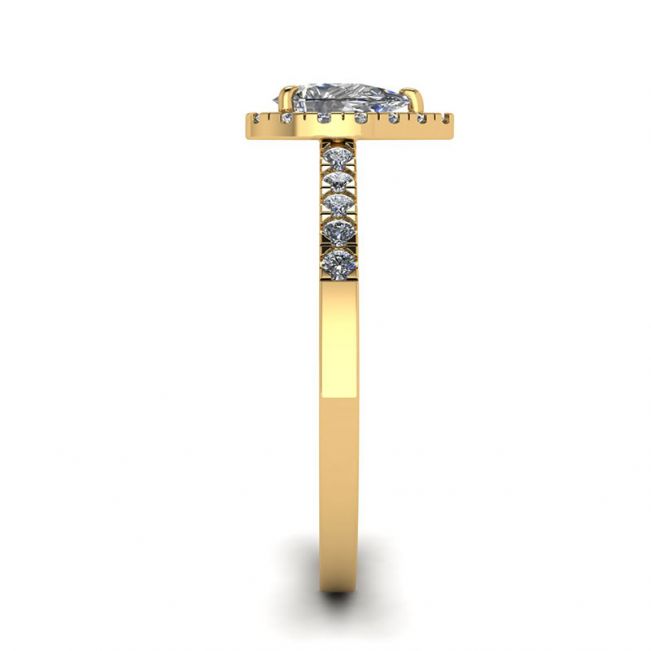 Halo Diamond Pear Shape Ring in 18K Yellow Gold