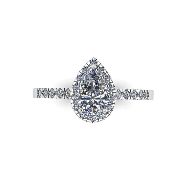 Halo Diamond Pear Cut Ring