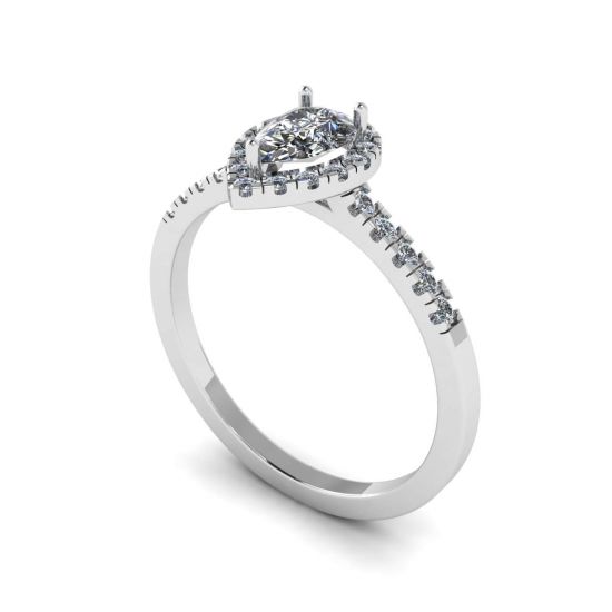 Pear Diamond Ring with Halo,  Enlarge image 5