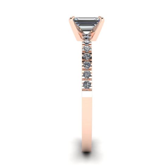 18K Rose Gold Ring with Emerald Cut Diamond,  Enlarge image 3