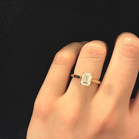 Rectangular Diamond Ring in White-Rose Gold, Enlarge image 1