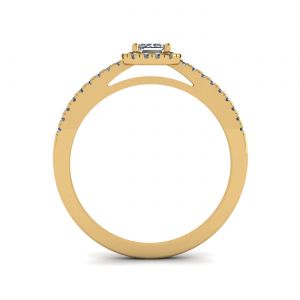 Emerald Cut Diamond Ring with Halo Yellow Gold - Photo 4