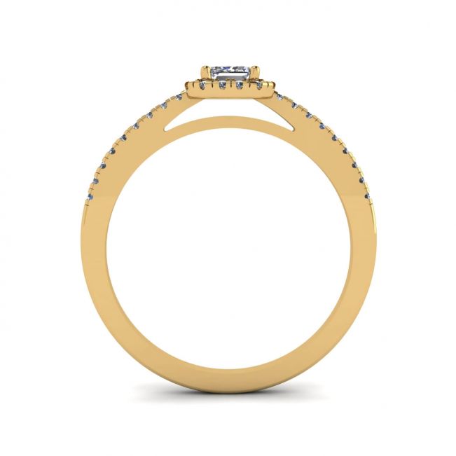 Emerald Cut Diamond Ring with Halo Yellow Gold - Photo 1