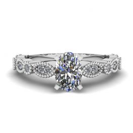 Oval Diamond Romantic Style Ring White Gold Oval Diamond Romantic Style Ring White Gold