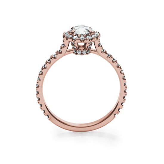 Halo Round Diamond Ring in 18K Rose Gold,  Enlarge image 2