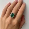 Halo Diamond Emerald Cut Ring, Image 2