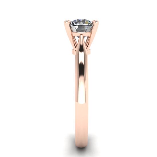 Classic Diamond Ring with One Diamond in Rose Gold,  Enlarge image 3