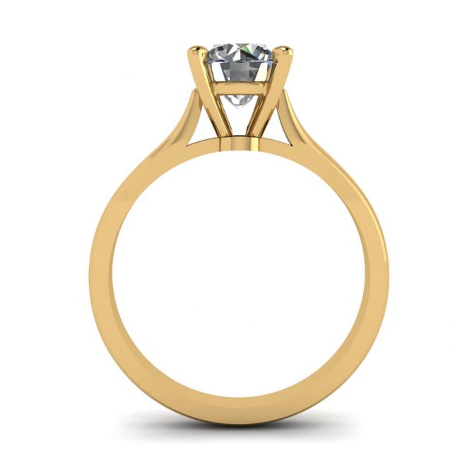 Classic Diamond Ring with One Diamond in Yellow Gold - Photo 1
