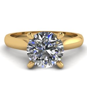 Classic Diamond Ring with One Diamond in Yellow Gold