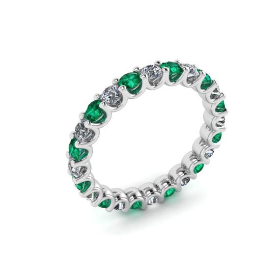 Eternity ring with Emeralds and Diamonds,  Enlarge image 4