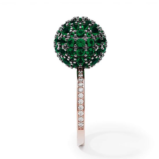 Emerald Ball Rings with Diamonds,  Enlarge image 3