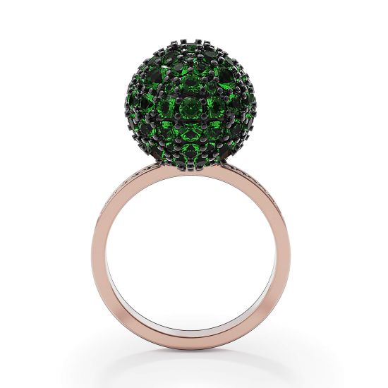 Emerald Ball Rings with Diamonds,  Enlarge image 2