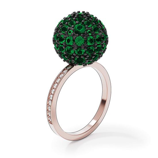 Emerald Ball Rings with Diamonds,  Enlarge image 4