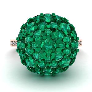 Emerald Ball Rings with Diamonds Rose Gold