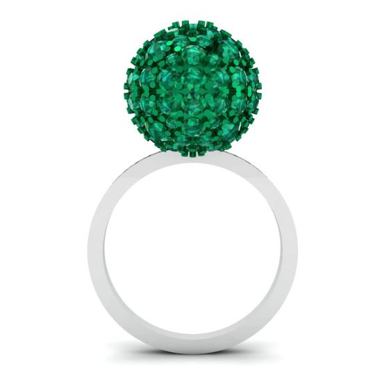 Emerald Ball Rings with Diamonds White Gold,  Enlarge image 2