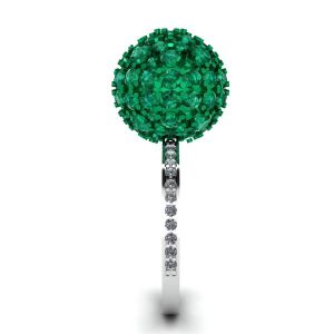 Emerald Ball Rings with Diamonds White Gold - Photo 2