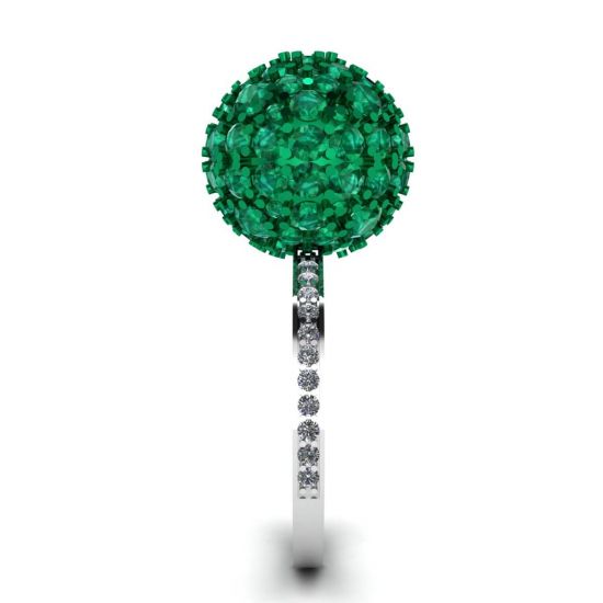 Emerald Ball Rings with Diamonds White Gold,  Enlarge image 3