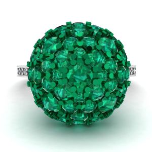 Emerald Ball Rings with Diamonds White Gold
