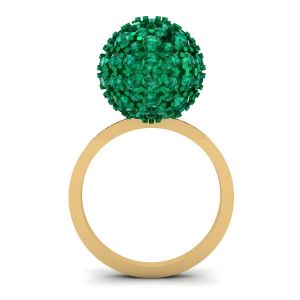 Emerald Ball Rings with Diamonds Yellow Gold - Photo 1