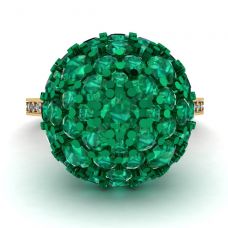 Emerald Ball Rings with Diamonds Yellow Gold