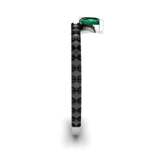 Black Diamonds Pave Eternity Ring with Emerald Leaf  - Photo 2