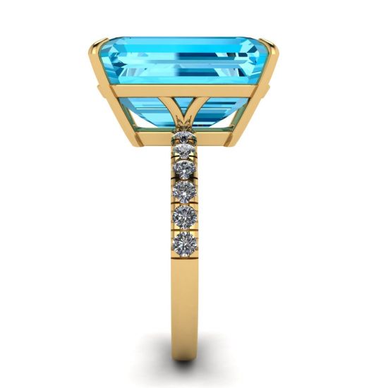 8 carat Swiss Blue Topaz and Diamonds Ring,  Enlarge image 3