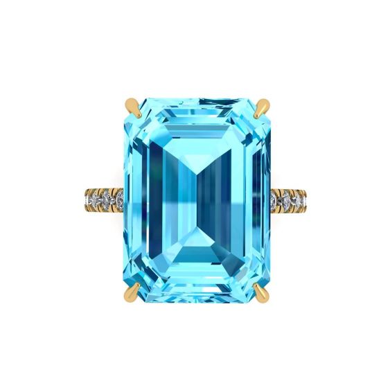 8 carat Swiss Blue Topaz and Diamonds Ring, Enlarge image 1