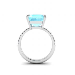 Rectangular Aquamarine and Diamond Ring - Photo 2