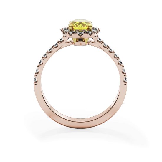 1.13 ct Oval Yellow Diamond Ring with Halo Rose Gold,  Enlarge image 2