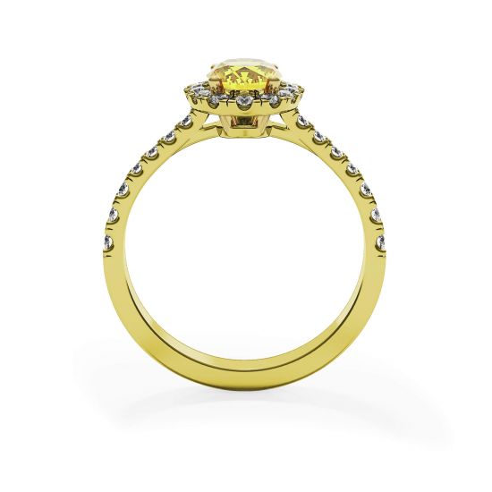 1.13 ct Oval Yellow Diamond Ring with Halo Yellow Gold,  Enlarge image 2