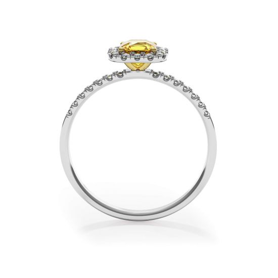 Cushion 1/2 ct Yellow Diamond Ring with Halo,  Enlarge image 2