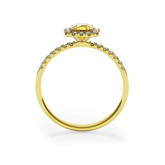 Cushion 0.5 ct Yellow Diamond Ring with Halo Yellow Gold,  Enlarge image 2