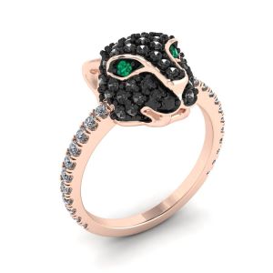 Emerald and Diamond Panther Ring Rose Gold - Photo 3