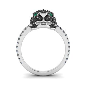 Emerald and Diamond Panther Ring White Gold - Photo 1