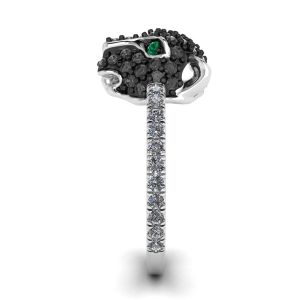 Emerald and Diamond Panther Ring White Gold - Photo 2