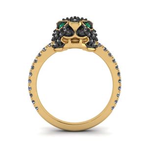 Emerald and Diamond Panther Ring Yellow Gold - Photo 1