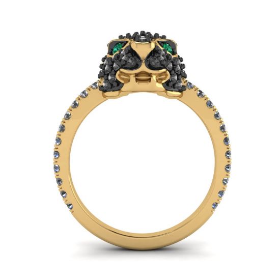 Emerald and Diamond Panther Ring Yellow Gold,  Enlarge image 2