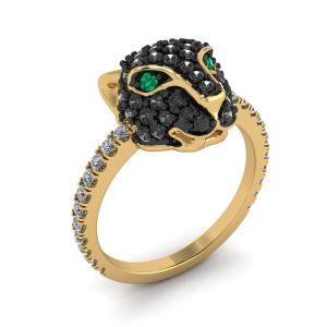 Emerald and Diamond Panther Ring Yellow Gold - Photo 3