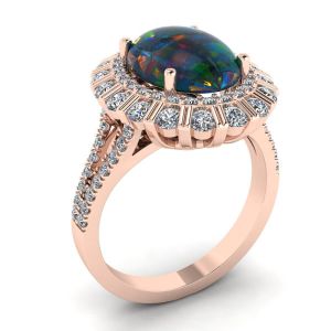 Black Opal and Diamonds Ring Rose Gold - Photo 3