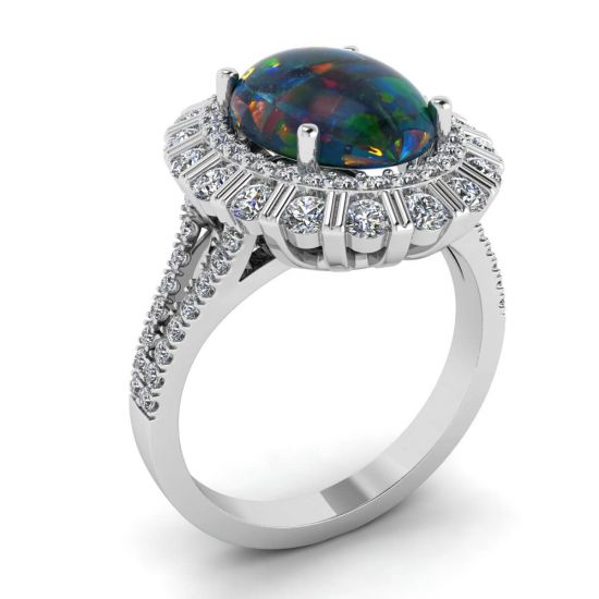 Black Opal and Diamonds Ring,  Enlarge image 4