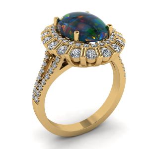 Black Opal and Diamonds Ring Yellow Gold - Photo 3