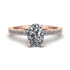 Oval Diamond Ring with Pave in Rose Gold