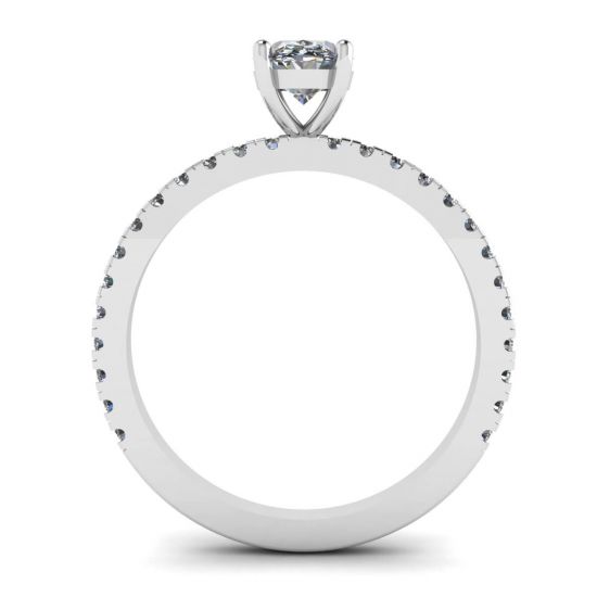 Oval Diamond Ring with Side Pave,  Enlarge image 4