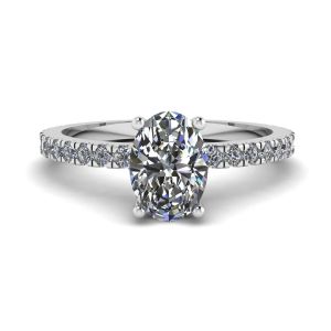Oval Diamond Ring with Side Pave