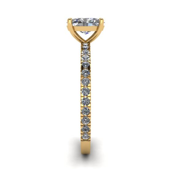 Oval Diamond Ring with Pave in Yellow Gold ,  Enlarge image 3