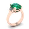Oval Emerald with Half-Moon Side Diamonds Ring Rose Gold, Image 4