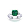 3 carat Emerald Ring with Triangle Side Diamonds , Image 2