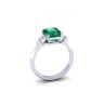 3 carat Emerald Ring with Triangle Side Diamonds , Image 3