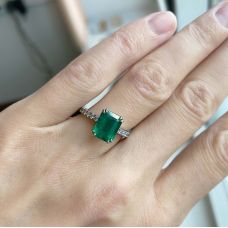 2.5 ct Emerald with Diamond Pave Ring
